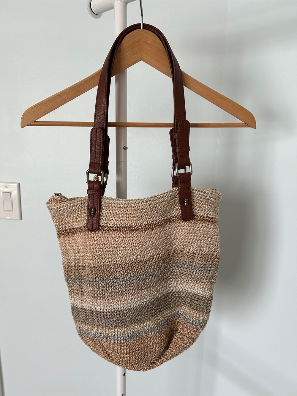 The Sak Silverwood - Beige and Brown Woven Shoulder Bag